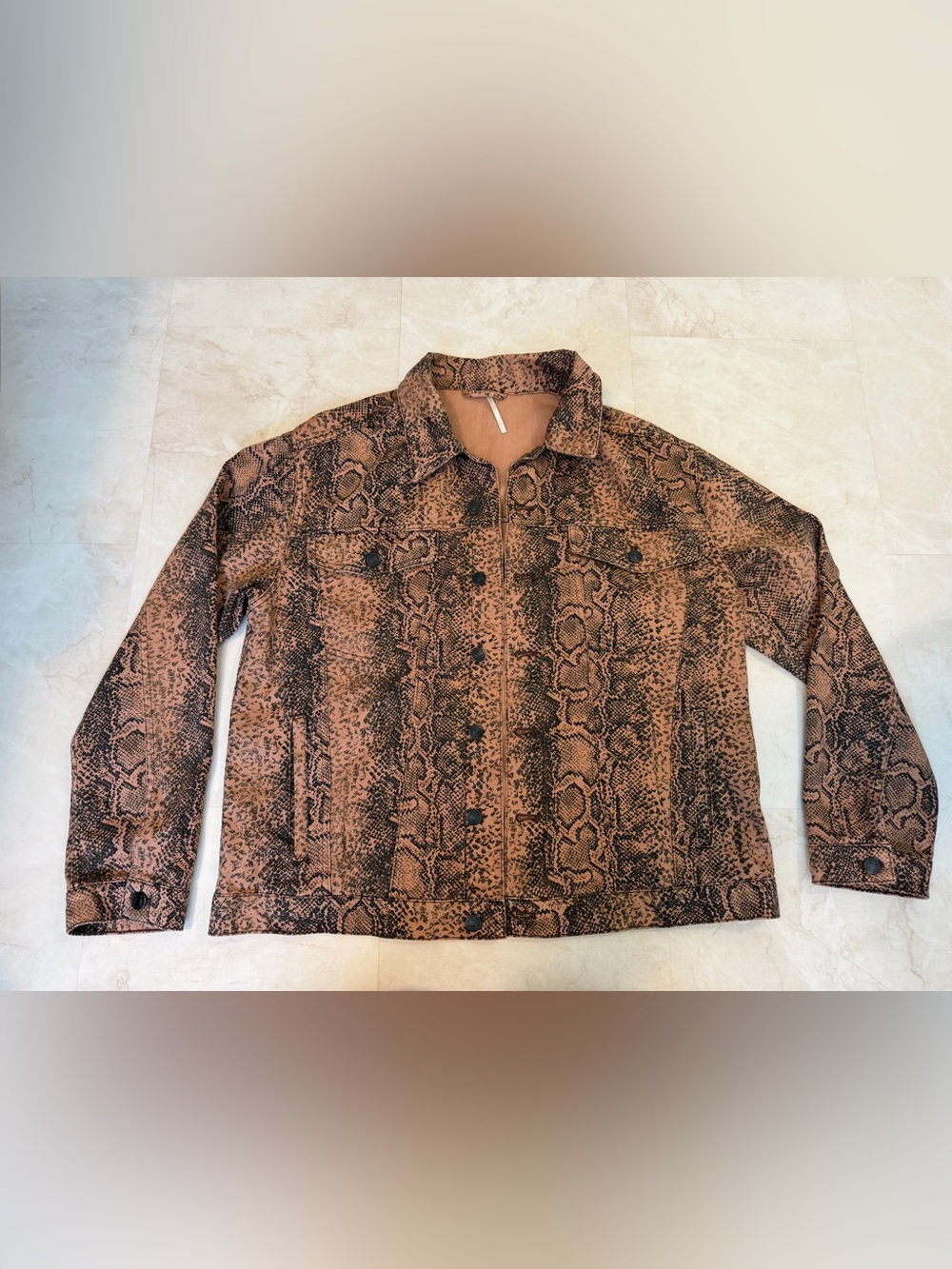 Free people snake print trucker jacket size L
